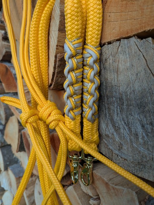 Ensemble "miel" licol et rênes rondes taille cob
