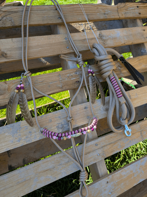 Ensemble beige / prune / rose taille cob