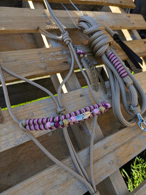 Ensemble beige / prune / rose taille cob