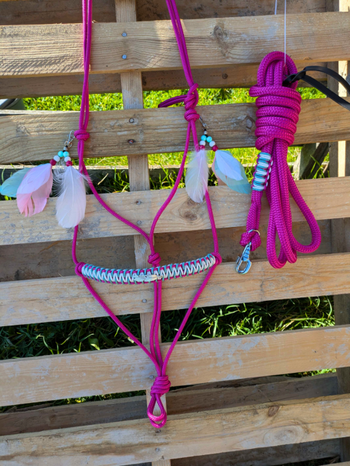 Ensemble fuchsia / blanc / menthe pastel taille cheval
