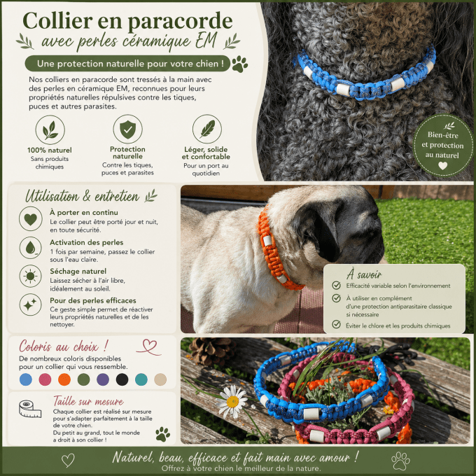 Collier EM en perles céramique pour chien