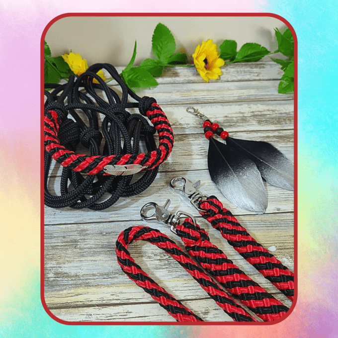 Ensemble rouge et noir taille cheval
