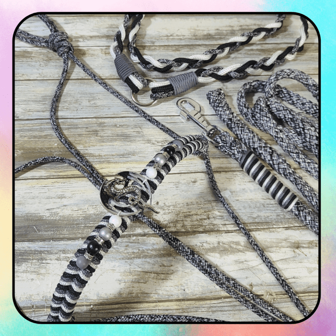 Ensemble "Dragon" gris chiné taille cheval