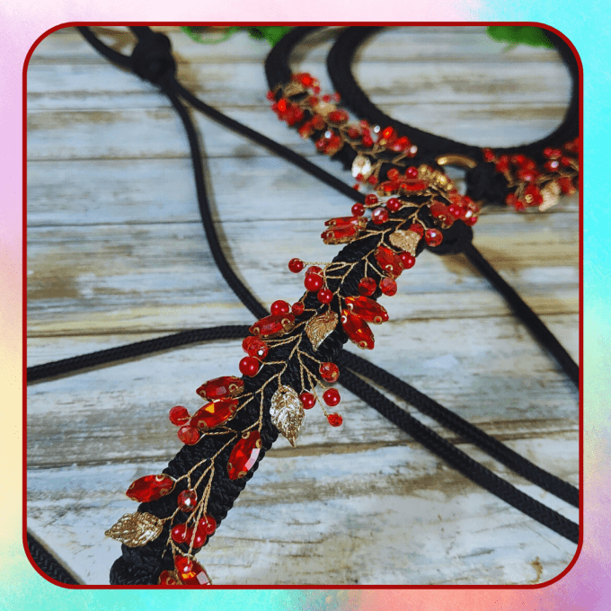 Ensemble "Freya" noir et rouge taille cheval