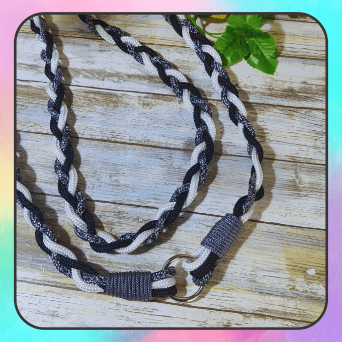 Cordelette Tressée chiné, noir, blanc taille cheval