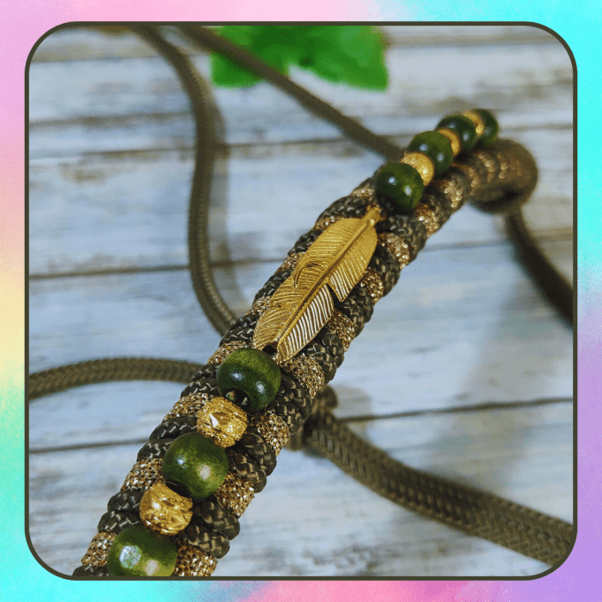 Licol kaki/doré en taille cob