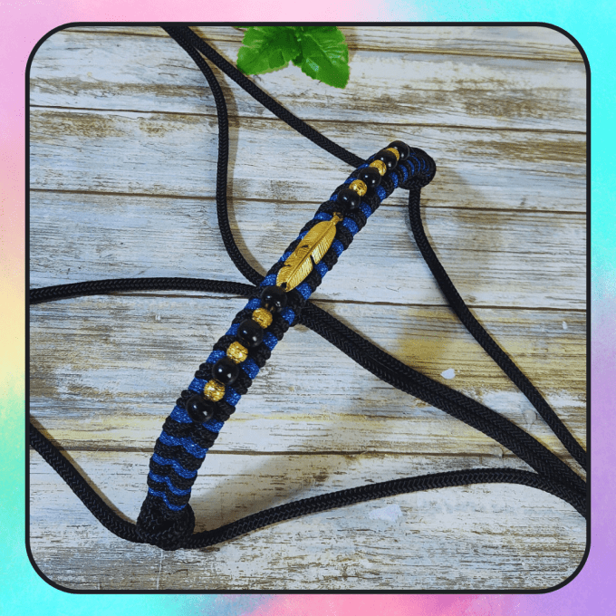 Licol noir/bleu paillette taille cheval