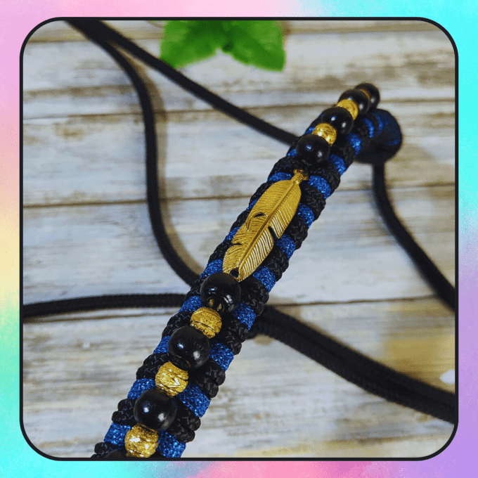 Licol noir/bleu paillette taille cheval