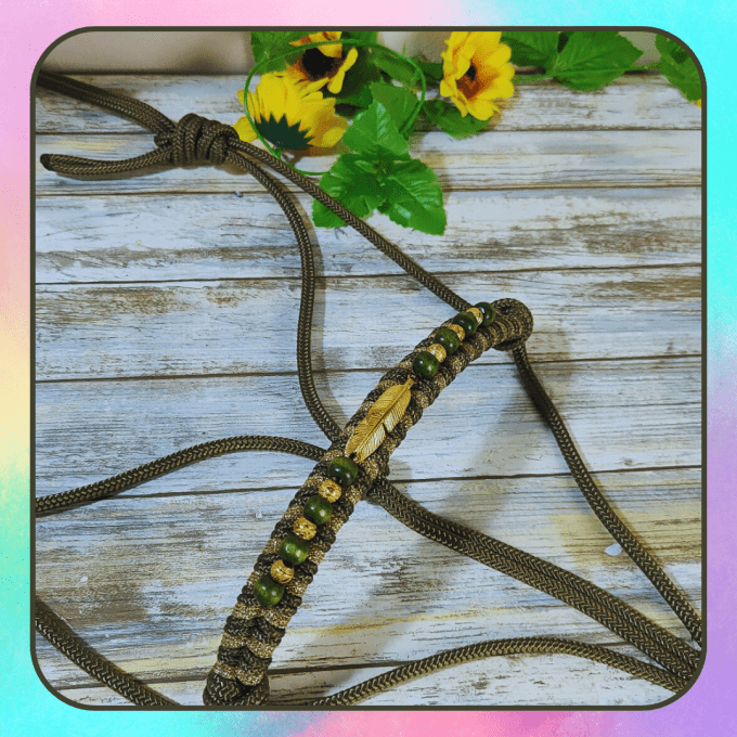 Licol kaki/doré en taille cob