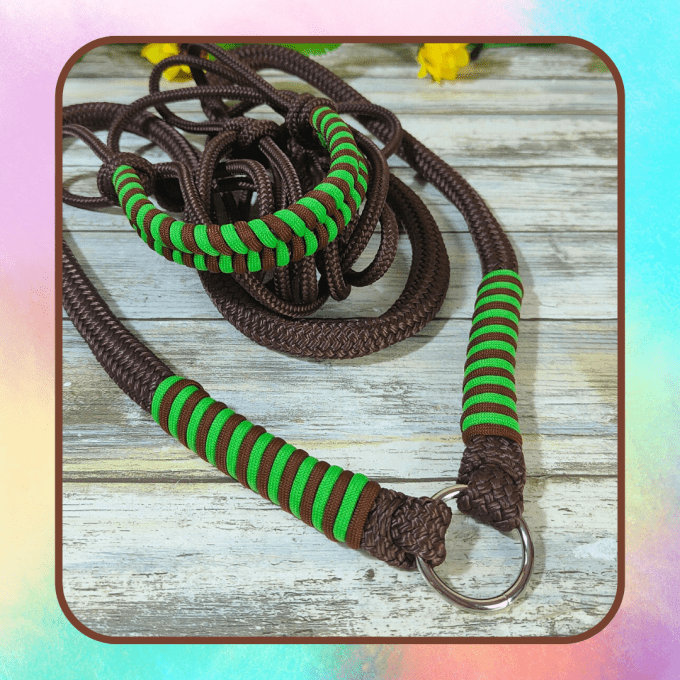 Ensemble marron/vert taille poney