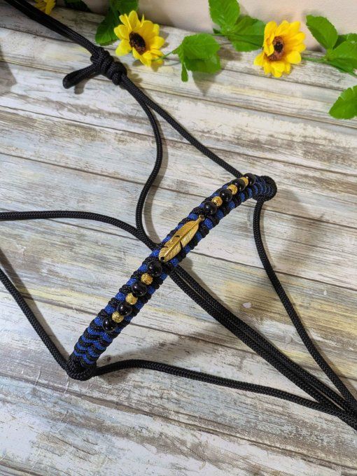 Licol noir/bleu paillette taille cheval