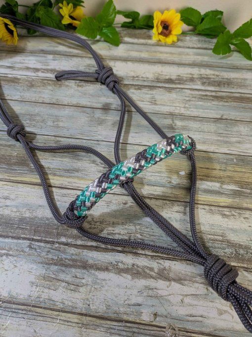 Licol gris avec muserolle confort camo menthe taille shetland