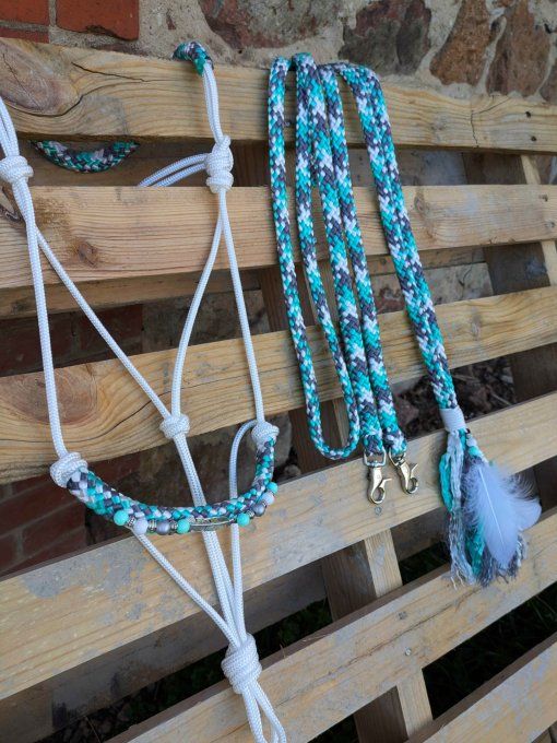 Ensemble blanc / menthe / gris taille cob