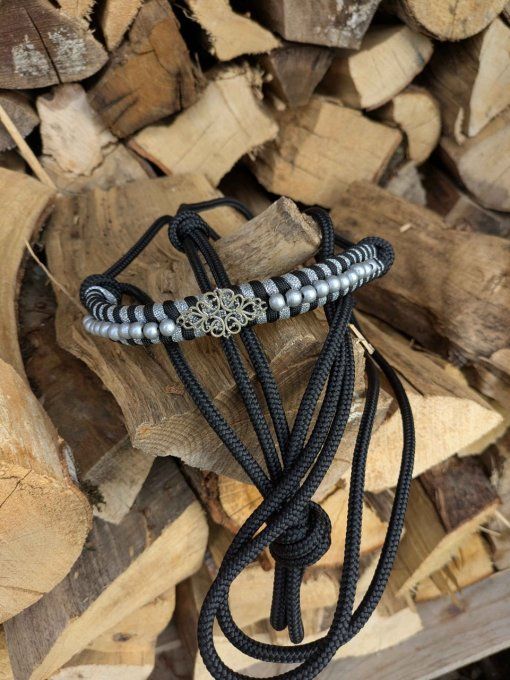 Licol noir et argenté taille cob