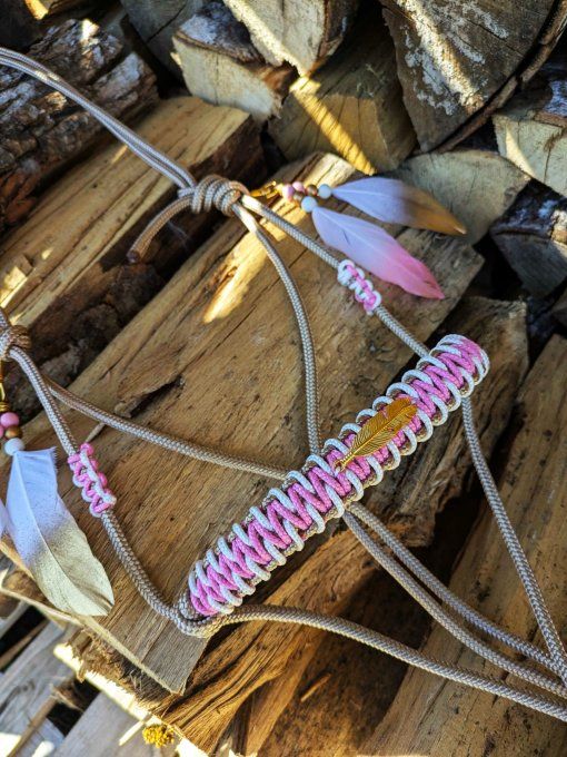 Licol Aya beige, rose et blanc taille cob