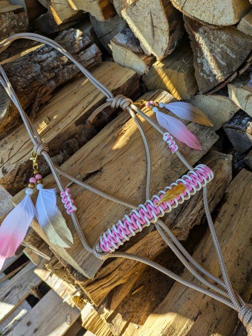 Licol Aya beige, rose et blanc taille cob