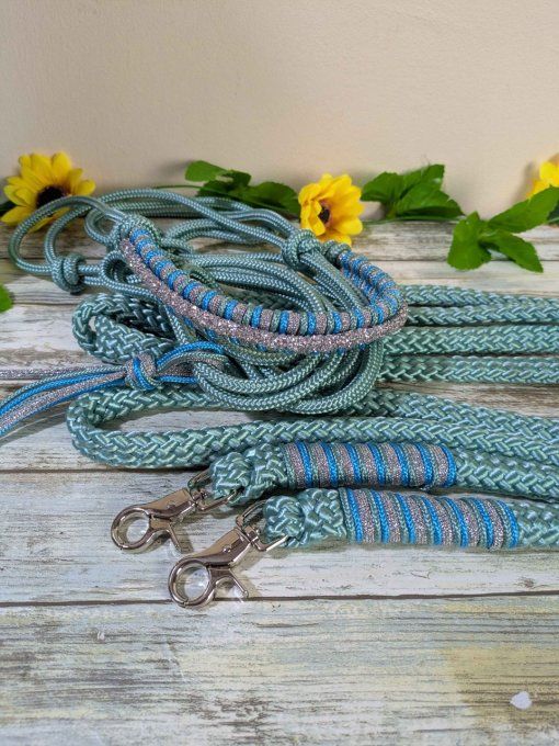 Ensemble menthe pastel taille cheval licol et rênes