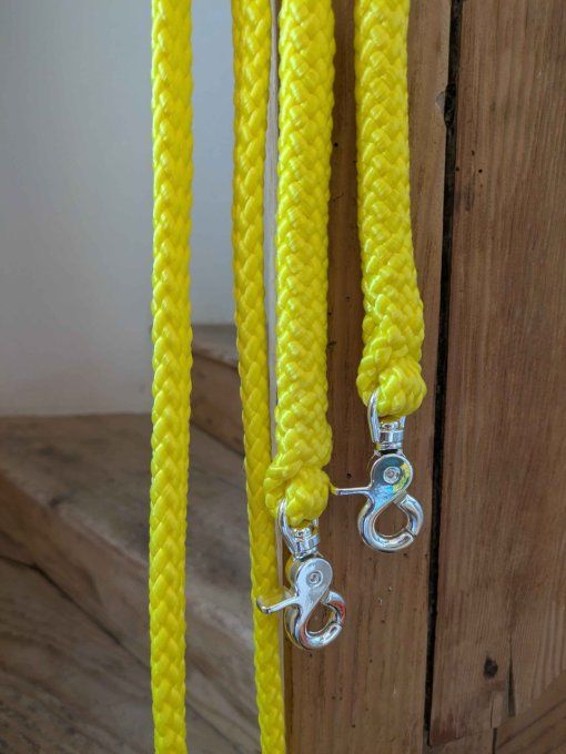 Rênes 3m corde plate jaune