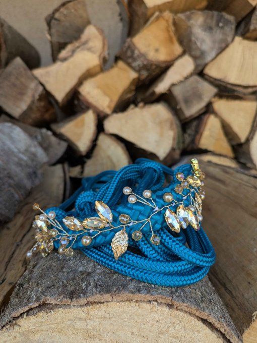 Licol Freya aqua / doré taille cob